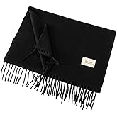Mawjom Winter Scarf for Women Cold Weather Faux Soft Cashmere Shawl Wrap with Fringes 18"x79"