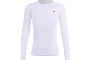 Konrunppy Youth Boys Compression Shirt Long Sleeve Kids Undershirt for Football Baseball Moisture Wicking Athletic Base Layer