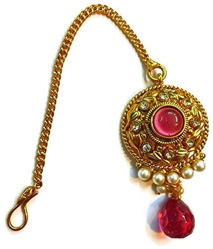 Buy Divinique Jewelry Pearl Polki Maang Tikka Red At Amazon In