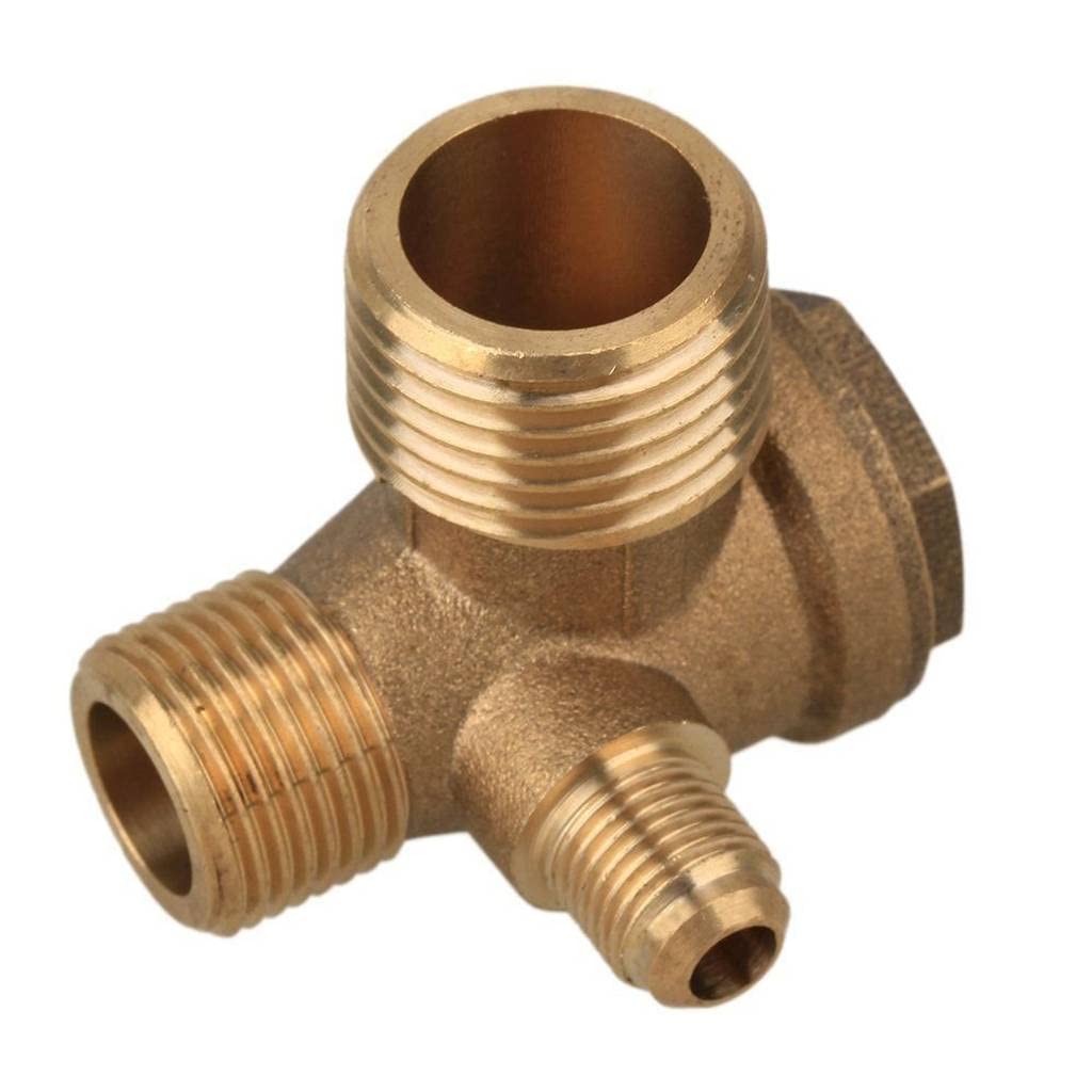 feedal Thread 3-Way Air Compressor Valve Male Threaded 90 Degree Brass Non-Return Check Valve Spare Parts Air-Compressor Accessories Tube Connector Tool