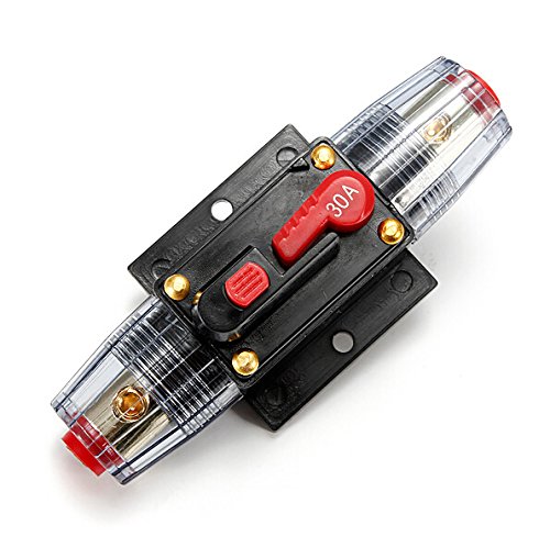 Buwico® DC 12V 20A /30A/ 50A/ 60A/ 80A Car Protection Audio Inline Circuit Breaker Fuse Holder (12V 30A)