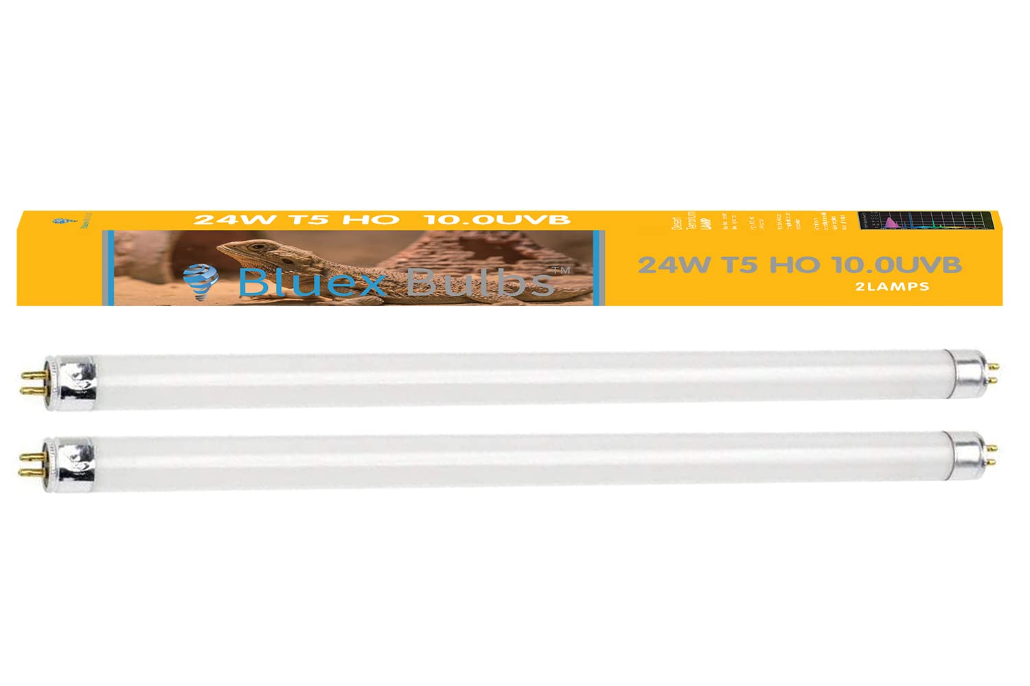 Photo 1 of  Pack 24W-Watt T5 HO Reptile Light Desert UVA UVB 10.0 Fluorescent Tube - 22" Terrarium Hood Light Suitable for Desert Reptile Lizards Bearded Dragons & Promotes Natural Behavior UVB Bulb (22Inch)