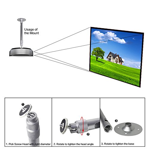 Drsn Universal Extendable Projector Mount Height Adjustable Projector Mount 13.97-23.62in Wall and Drop Ceiling Projector Mount Silver 360° Rotatable for Projectors CCTV DVR Cameras - Thumbnail 3