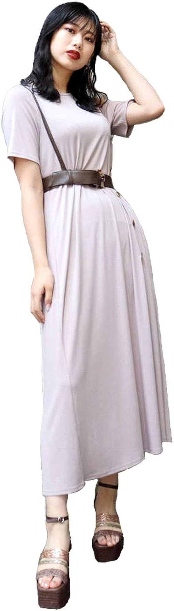 Amazon Co Jp ムルーア ワンピース バックプリーツカットワンピース レディース ライトグレー 日本 F Free サイズ 服 ファッション小物