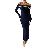 Pink Queen Off Shoulder Bodycon Dress for Women 2025 Sexy Fall Winter Long Sleeve Slim Fitted Cocktail Party Formal Dresses
