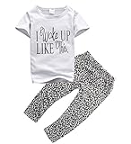 Canis Baby Girls Short Sleeve I Woke Up Like This T-Shirt and Leopard Pants Outfit Set