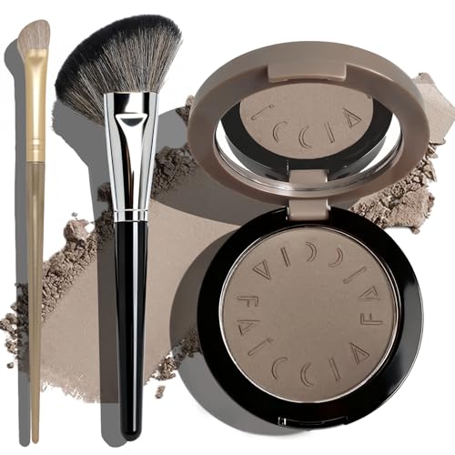 Okerker Cool Toned Contour Palette with Mirror, Taupe Grey Contour Powder for Pale Light Cool Toned Skin, Nose Contouring Bronzer Powder with Nose Face Brush