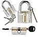 Sopoby Practice Lock Set, Transparent Training Cutaway Crystal Pin Tumbler Keyed Padlock for picking, 3-pack Common Locks for Locksmith Beginner