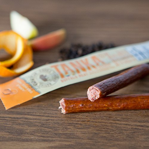 Tanka Bison Pemmican Meat Stick with Buffalo & Cranberries By Gluten Free, Beef Jerky Alternative, Apple Orange Peel, 1 Oz, Pack Of 12