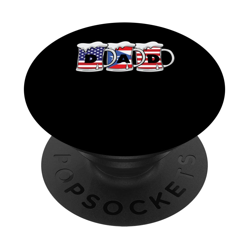 Dad Beers USA Puerto Rico Flag PopSockets Swappable PopGrip