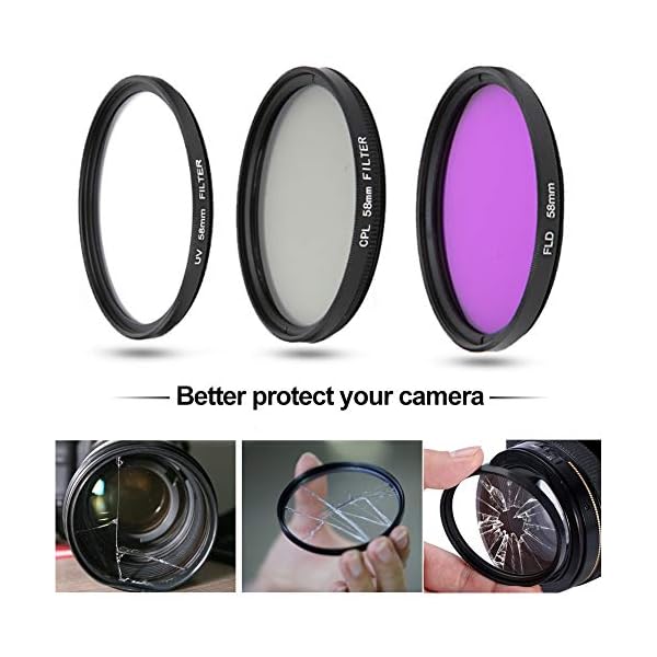 VBESTLIFE 58mm Objektivfilter Set, UV + CPL + FLD Optisches Glas Objektiv Filter Kit mit Aufbewahrungstasche für für für DSLR Kamera – Bild 5