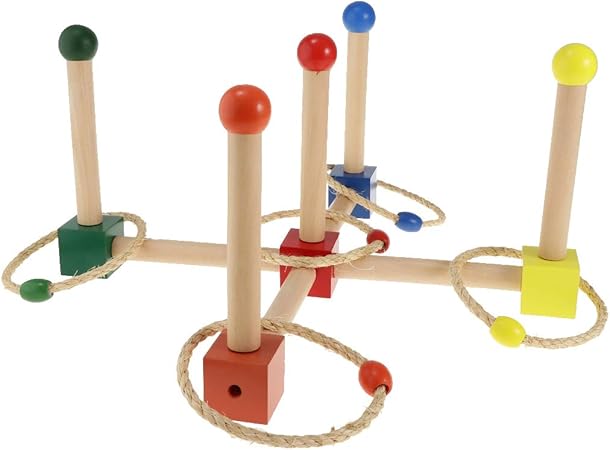 Amazon ノーブランド 品 チャンピオン スポーツ 木製 リング トス ラウンドロープ 輪投げ 野外活動 ゲーム おもちゃ 贈り物 アクション スポーツトイ おもちゃ