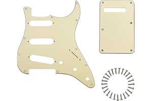 Phrilam SSS 11 Holes Strat Electric Guitar Pickguard and BackPlate Set for Fender USA/Mexican Made Standard Stratocaster Modern Style Guitar Parts,Cream 3ply