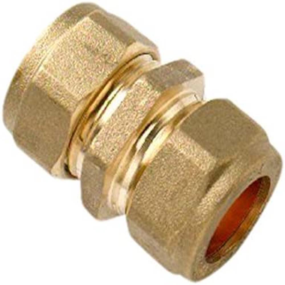 Merriway BH05138 (5 Pcs) Compression Fitting Brass Straight Connector 22mm - Pack of 5 Pieces