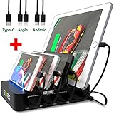 IGEL BERG 4-port Powerful USB Charging Station Dock & Organizer for Smartphones, Tablets & Other Devices - ISmart Technology - Charging Status Indicator -Function 