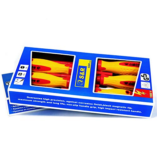 S&R VDE Elektriker Schraubendreher Satz 7-tlg, SL-PH-Spannungsprüfer, Kraftform-Griff, isoliert bis 1000 V AC, starke… – Bild 8