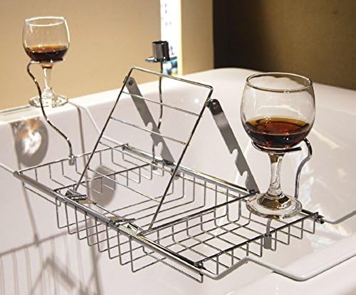 YAONIEO Bathtub Caddy Tray Stainless Steel Bath Reading Rack With Extendable Sides Wine Glass Book Holder