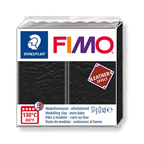STAEDTLER Fimo Leather-Effect Oven-Hardening Modelling Clay Black 8010-909