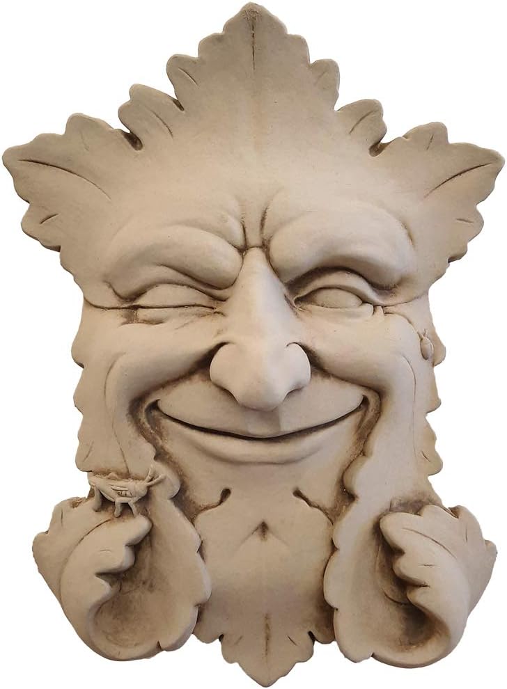 Hardscaping Materials - Carruth Studio, Garden Smile Plaque, Original Sculpture Handcrafted in Stone, Artisan Made