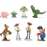 Disney Store Official Toy Story Figure Set - 8 Fully Sculpted Disney Figures Including Buzz Lightyear, Woody, Jessie & More in Double-Tiered Box with Scenic Backgrounds