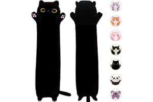 MDXMY Long Black Cat Plush Pillow Cute Cat Stuffed Animals Soft Long Body Throw Sleeping Pillow(Black Cat,19.6inch)