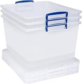 Really Useful Box Nestable Plastic Storage 33.5 Litre Clear Pack of 3 view 9
