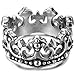 INBLUE Men's Stainless Steel Ring Band Silver Tone Black Royal King Crown Knight Fleur De Lis Cross