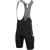 Przewalski Men's Cycling Bib Short 4D Padded Bike Bicycle Pockets Shorts Breathable Wicking Biking Bib Tight Black