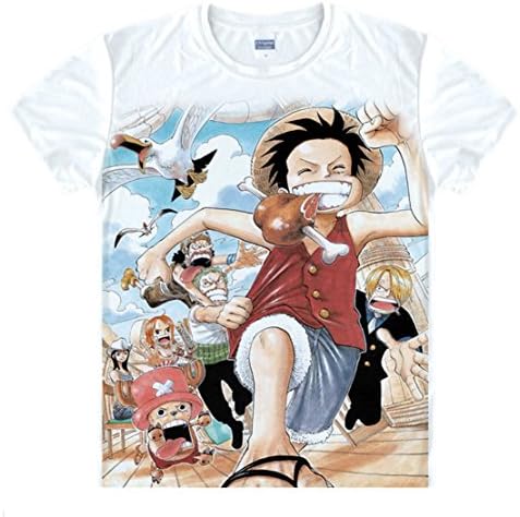 Anime One Piece Straw Hat Pirates T-Shirt Summer Printed Short Sleeves T-Shirt Tee for Unisex