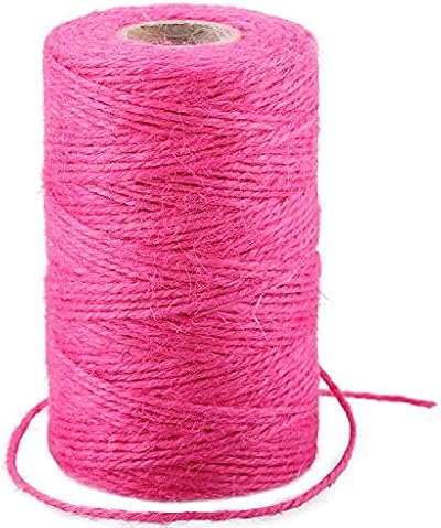 G2PLUS Rose Pink Jute String Twine 2MM 100M 3 Ply Craft Linen Rope