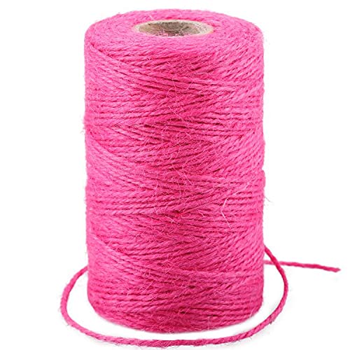 G2PLUS Rose Pink Jute String Twine 2MM, 100M Natural Garden Jute Rope, 3 Ply Art and Crafts Linen String for DIY Craft; Gardening Use