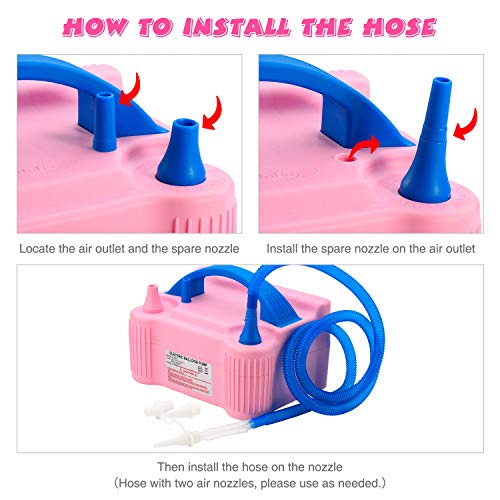 image for MESHA Portable Dual Nozzle Red Rose Electric Air Balloon Pump Filler r