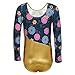 One-piece Gymnastics Leotard Long Sleeves Floral Printed Gold Dance Unitards for Little Girl, Gold, 140(7-8Y)