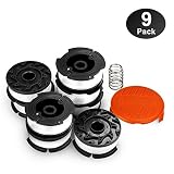 OFPOW Line String Trimmer Replacement Spool 30ft 0.065" for Black+Decker Weed Eater, Replacement Autofeed Spool, Compatible with Black & Decker AF-100, 9-Pack (8 Replacement Spool, 1 Trimmer Cap)
