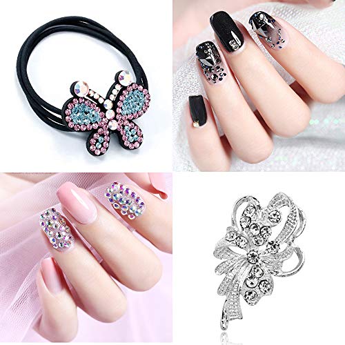 Rhinestone Jewel Pickup Tool,Crystal Studs Wax Pen,Flat Back Rhinestones 6 Size(2-5mm) with Multi Shapes Glass AB Rhinestones for Nails Decoration Crafts Face Art Clothes Shoes Bags DIY-3800 Pcs by MG