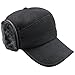 eYourlife2012 Mens Winter Wool Fleece Faux Fur Outdoor Peaked Baseball Cap Hat with Ear Warmer Black