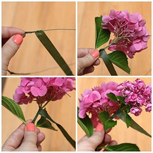 1/2" x 30 Yards Dark Green Floral Tape Artificial Tape Stem Wrap for Bouquet Stem Wrap Floral Arranging Craft Projects Corsages, Wedding Bouquet (9pcs)