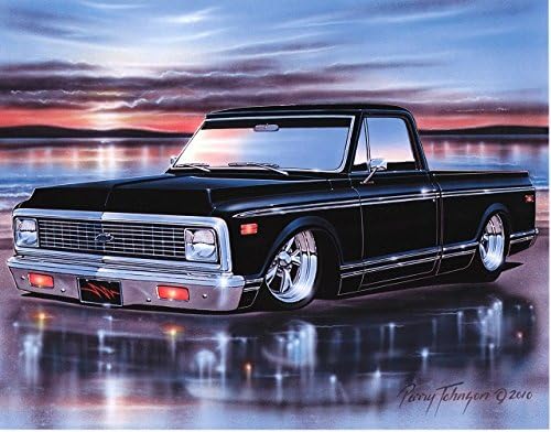 1984 Chevy C10 Fleetside Pickup Classic Truck Art Print Black 11x14 Poster