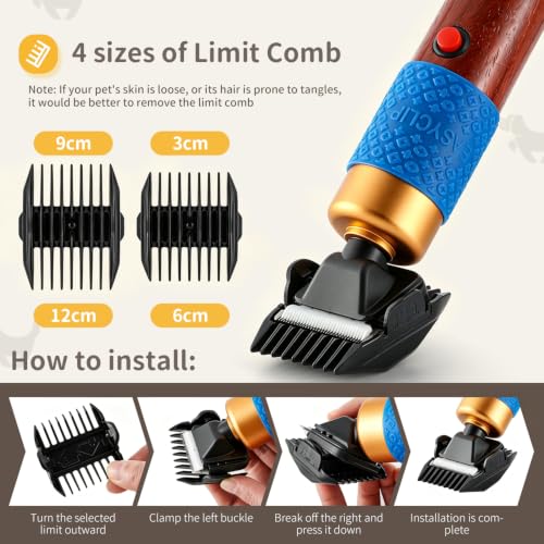 CGOLDENWALL Dog Clipper 200W, Low Noise, 3 m Cable, Dogs Cats | Professional, 2 Blades, 2000-6000RPM, Sheep Rabbits, All Hair