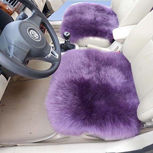 Australian Genuine Sheepskin Car Seat Cushion with Airbag Compatible 1 Pair Car Seat Covers (1 pair, purple)