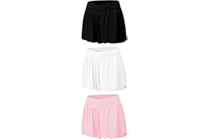 EXARUS Girls Crossover Shorts Butterfly Flowy Cheer Flutter Dance Skort 2 in 1 Skirt Athletic Running Kids 6-14Y