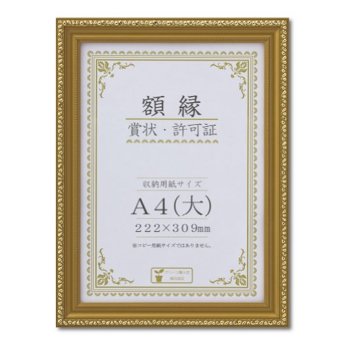 大仙 額縁 賞状額 金消 R A4大 樹脂製 箱入 J045C2500