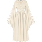 Scarlet Darkness Women's Renaissance Costume Wrap V Neck Medieval Dress Split Bell Sleeve Embroidery Fairy Dresses