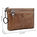 S-ZONE Women's Genuine Leather Mini Wallet Change Coin Purse Card Holder with Key Ring (Vintage Light Brown)
