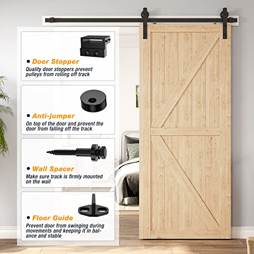 HomLxaLx 6.6ft Barn Door Hardware Kit, Heavy Duty Barn Door Hardware
