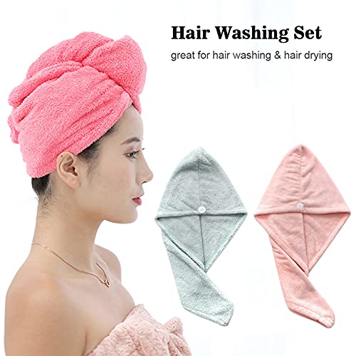 3er Pack Haarwaschset 2 Haartuchwickel Hohe Wasseraufnahmefähigkeit & Shampoo-Kamm für Mädchen & Frauen Langes dickes lockiges Haar