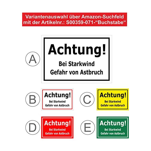 Melis-Folienwerkstatt Schild Starkwind - Astbruch - 30x20cm - BohrlÃ¶cher - 3mm Aluverbund â 20 VAR S00359-071-B – Bild 4