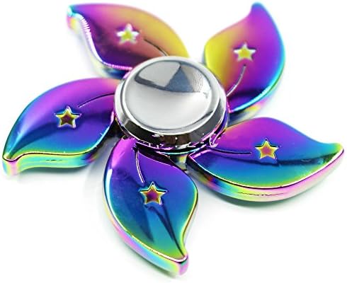 Fashionwow Rainbow Flower Fidget Spinner Metal Tri-Spinner EDC Hand Finger Spinner for Autism ADHD Focus Relief Stress Toys Kid Adult Gift