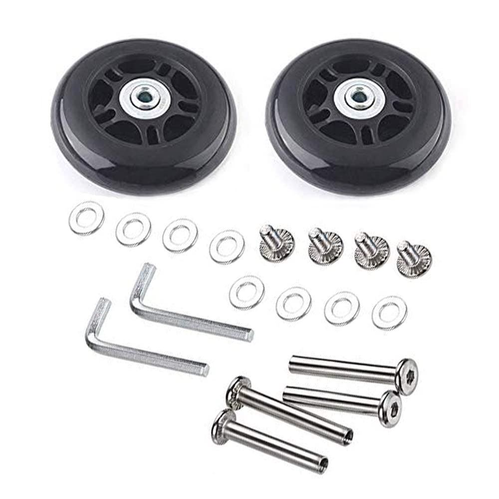 View 1 of 1 Pair/2pcs Luggage Suitcase Replacement Wheels 70mm*24mm, Rubber Swivel Caster Wheels 6mm Bearings Repair Kits (OD70xThk24mm/2.76x0.94in)