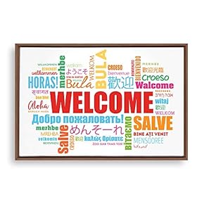 Framed Canvas Wall Art Welcome Canvas Prints Home Artwork Decoration for Living Room,Bedroom - 16x24 inches
